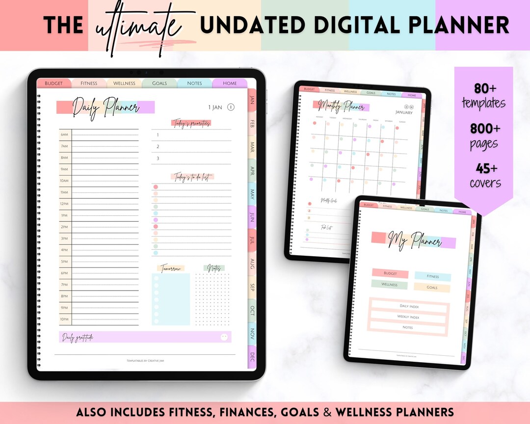 2024 UNDATED Digital Planner, iPad Planner, Monthly, Weekly, Life ...