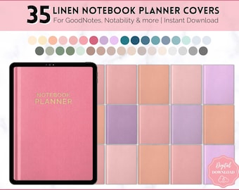 TEXTURE Digital Notebook Covers, 35 Digital Planner Covers, GoodNotes Covers, Digital Journal Cover, iPad, Agenda Binder, 35 colors