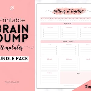 ADHD Brain Dump BUNDLE, To Do List Printable, Daily Planner Template, Productivity, Priority Matrix, Work Day, Task Thoughts Organizer PDF