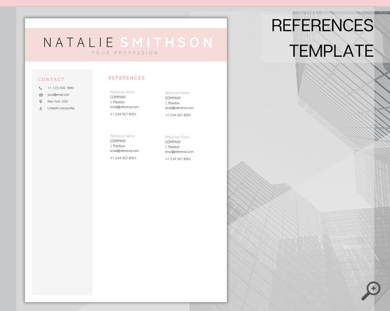 K&ouml;nnte beinhalten: Eine schwarz-wei&szlig;e Lebenslaufvorlage mit einer rosa Kopfzeile, auf der "Natalie Smithson, Ihr Beruf" steht. Die Vorlage enth&auml;lt Kontaktinformationen und einen Abschnitt f&uuml;r Referenzen.