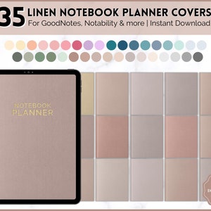 35 Digital Notebook Covers, Digital Planner Cover, GoodNotes Covers, Digital Journal Cover, iPad, Agenda Binder, 35 colors, LEATHER Texture