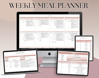 Weekly Meal Planner Spreadsheet, Recipe Template, AUTOMATED Grocery List, Family Meal Prep, Digital Meal Plan, Shopping List, Google Sheets