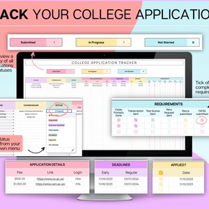 College Application Planner, College App Tracker Spreadsheet, College ...