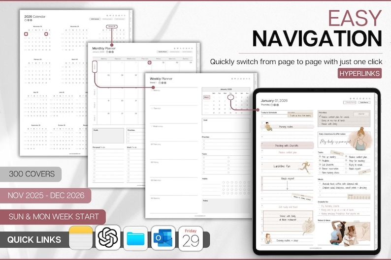 Digital Planner 2026, Goodnotes Planner, Daily Weekly, Monthly Planner ...