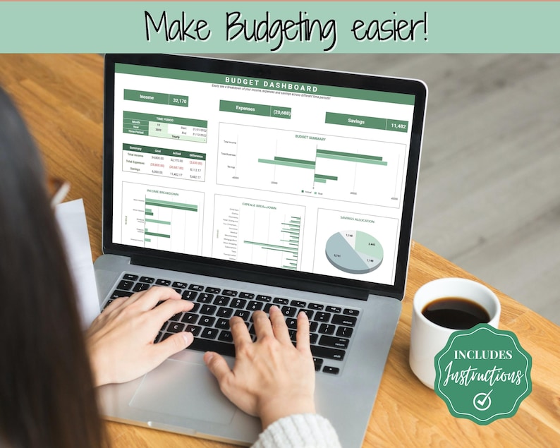 Monthly Budget Template, Google Sheets Budget Planner, Easy Budget Spreadsheet, Automated Paycheck Financial Planner, Expenses Savings Excel image 8