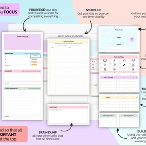 EDITABLE ADHD Digital Planner, Daily Planner Spreadsheet, Neurodivergent, Brain Dump, To Do List, Cleaning, Symptom Tracker, Google Sheets image 3