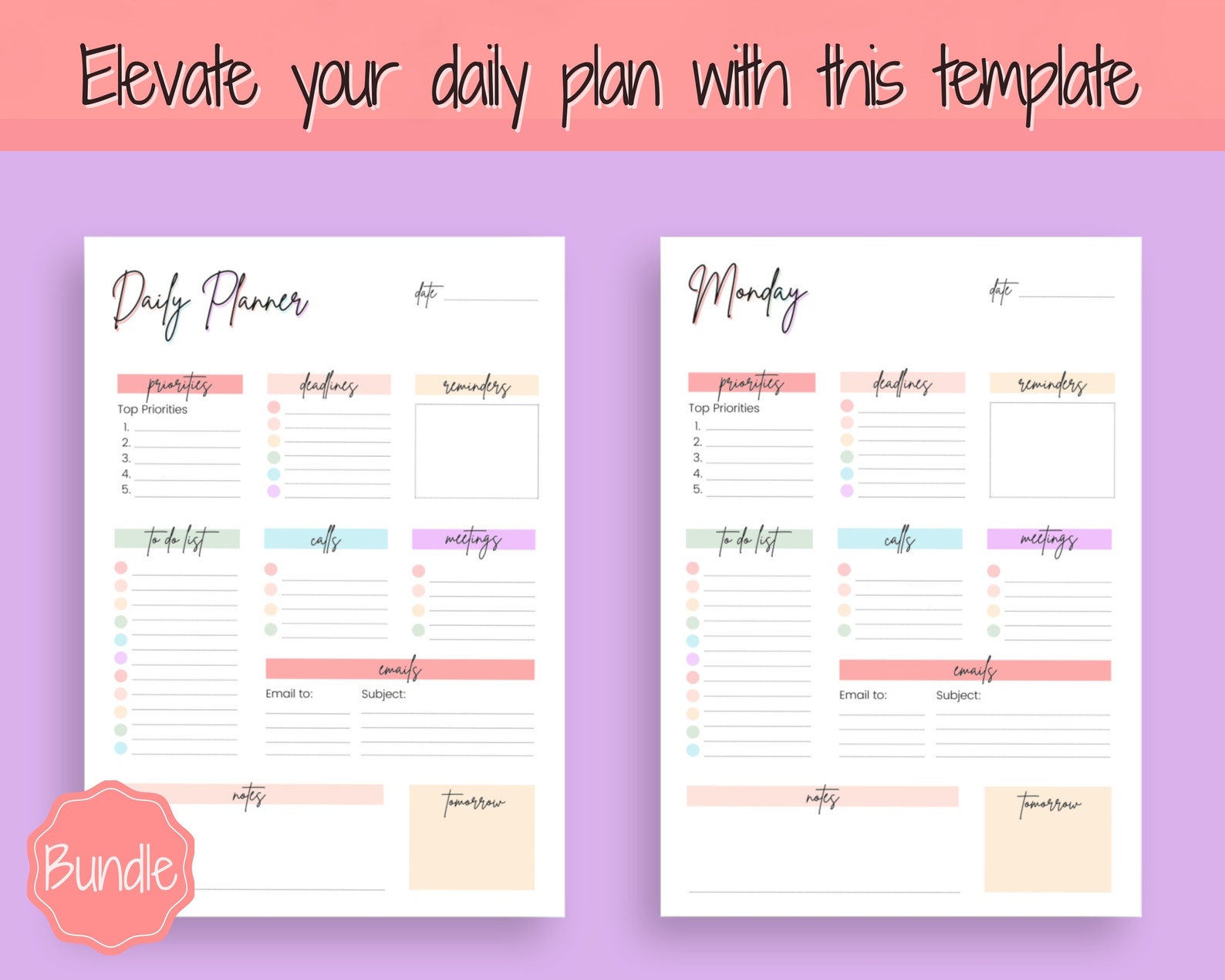 DAILY PLANNER PRINTABLE | to Do List | Printable Productivity Day ...