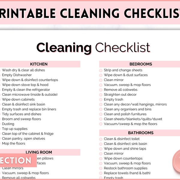 Deep Cleaning House Checklist - Etsy