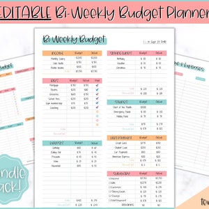 EDITABLE Biweekly Budget Planner, Bi-weekly Template, PDF Printable ...