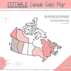 EDITABLE Sales Map, Canada Etsy Sales Tracker, Business Sales Map, Order Tracker, Shop Seller Sale Map, Procreate PNG, Color In Printable