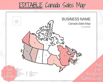 EDITABLE Sales Map, Canada Etsy Sales Tracker, Business Sales Map, Order Tracker, Shop Seller Sale Map, Procreate PNG, Color In Printable