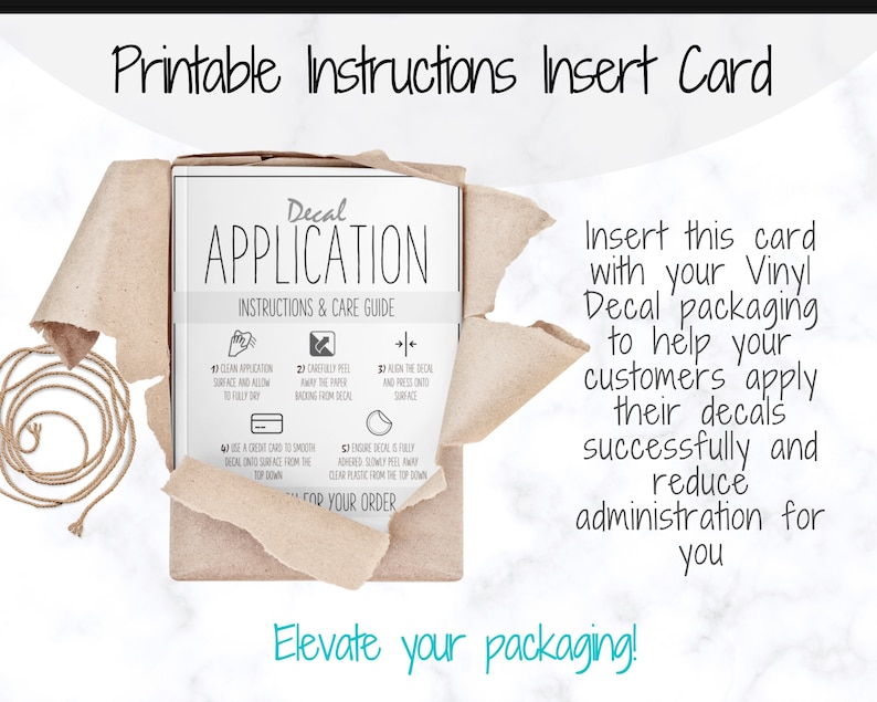 printable vinyl decal care card instructions decal etsy