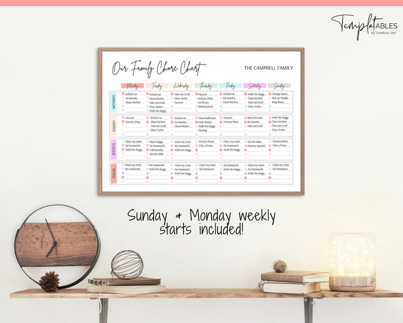 Family Chore Chart, Editable Family Planner Printable, Weekly Family Schedule, Family Calendar, Command Center, Weekly Household, Kids Adult image 8