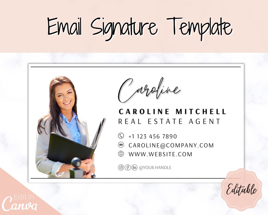 Email Signature Template With Logo & Photo Editable Canva - Etsy UK