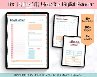 2024 Digital Planner UNDATED, iPad Planner, Monthly, Weekly, Life, GoodNotes Journal Notebook, Fitness, Budget, Wellness, Goals, Stickers