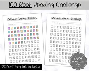 100 Book Challenge Printable, Reading Challenge BUNDLE, 100 books, Kids Reading Log, Book Tracker, Reading Planner, Bookshelf, Monthly