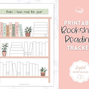 Bookshelf Printable, Reading Tracker, Reading Poster, Book Tracker, Reading Planner, Reading Log, Reading Challenge, Reading Journal, Review