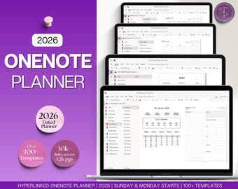 Planificador digital de OneNote 2026, plantilla de OneNote 2026, planificación diaria, semanal y mensual para Windows, TDAH, cuaderno, OneNote, minimalista