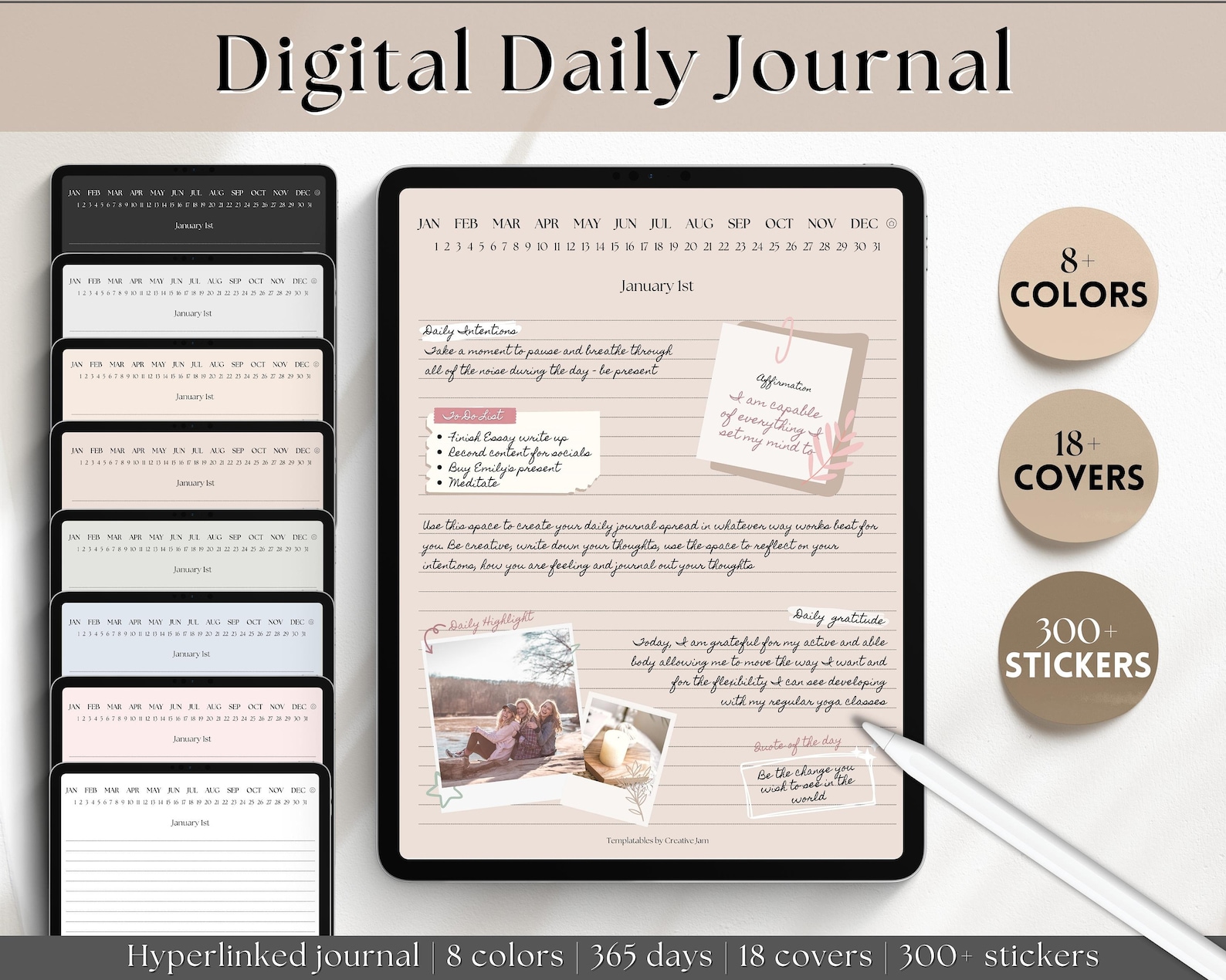 Digital Daily Journal, Goodnotes Notebook, Hyperlinked Digital Planner ...
