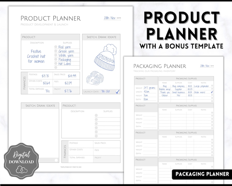 Product Planner Template, Small Business Plan, Printable Product Launch, Pricing, Packaging, Costs, Supplies, Inventory, Etsy Seller Listing image 7