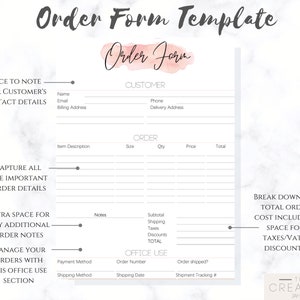 INVOICE Template & ORDER FORM Editable. Custom Receipt Printable. Sales ...