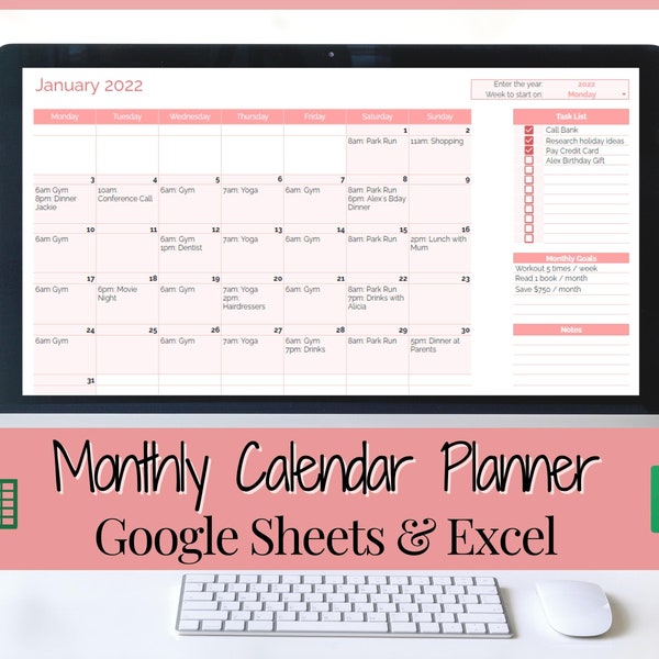 Google Sheets Work Calendar Etsy