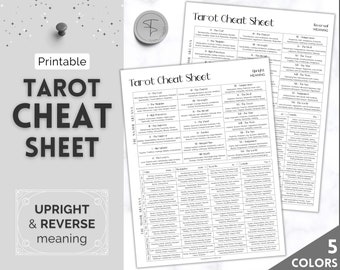 Tarot Spickzettel druckbar, Upright & Reverse Bedeutungen, Tarotkartenlesungen lernen, Tarot Spreads, Anfänger Tarot Planner Arbeitsbuch, Grimoire