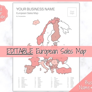 EDITIERBARE Verkaufs-Tracker, Europa-Verkaufskarte, Etsy European Business Sales-Karte, Bestell-Tracker, Shop-Verkäufer, Procreate, Color In, Printable