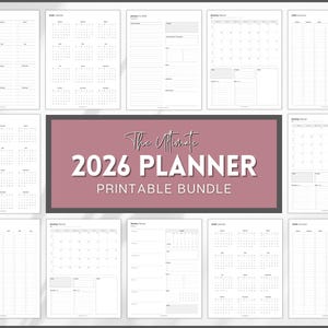 2026 Planner, DATED 2026 Printable Planner, Daily, Weekly, Monthly Pages, Calendar, To Do List Printable Inserts, 2026 planner