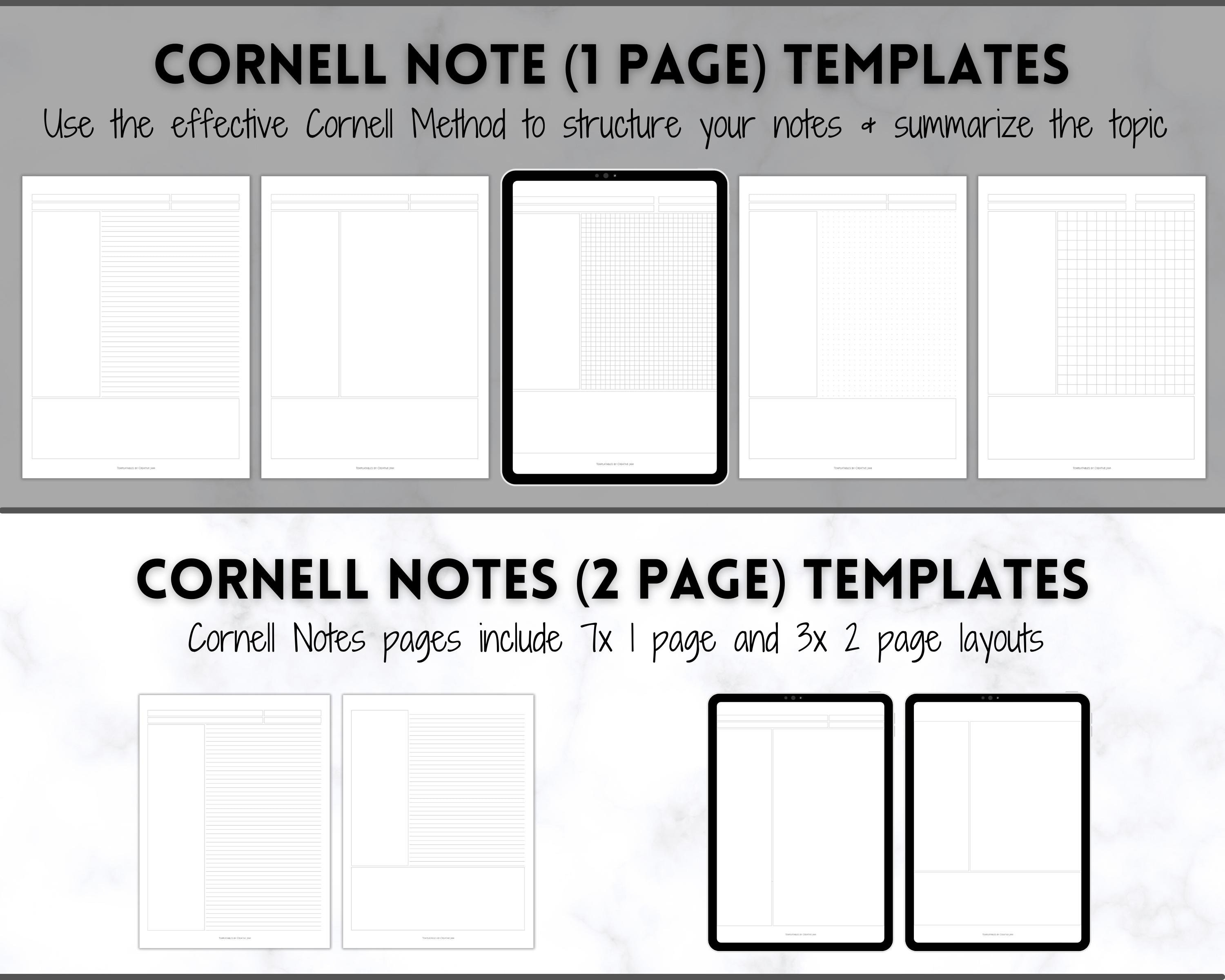 Notes Format Notebook Chart Notebook Templates, Printable Paper, Note Taking Journal, Cornell Notes ...