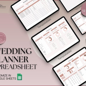 Wedding Planning Spreadsheet, Wedding Budget Planner, Wedding Checklist, Guest List, Google Sheets, Schedule, PINK Bridal Planner, Timeline