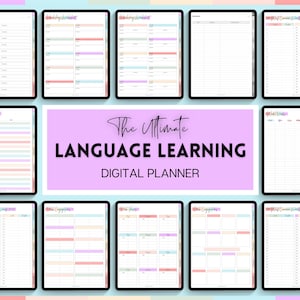 Digital Language Learning Planner, Study Korean, Japanese, Spanish, French, English, Language Templates, Student Workbook, GoodNotes, iPad