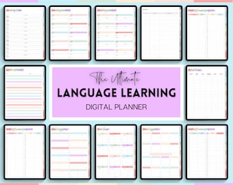 Digital Language Learning Planner, Study Korean, Japanese, Spanish, French, English, Language Templates, Student Workbook, GoodNotes, iPad