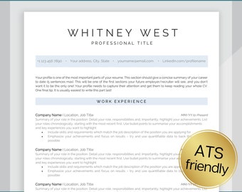Professional Resume Template, ATS Friendly, Executive Resume, Word, Google Docs, CV Template, Minimalist, Simple, Modern Resume Template