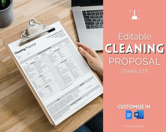 Cleaning Estimate, Editable Cleaning Proposal Template, Commercial Cleaning Service business, Contract, Checklist, Agreement, Schedule List