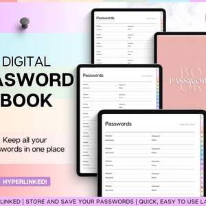 Digital Password Book, Password Tracker with tabs, Password Keeper & Organizer, Password Log, Goodnotes, Notability, iPad, Digital Notebook