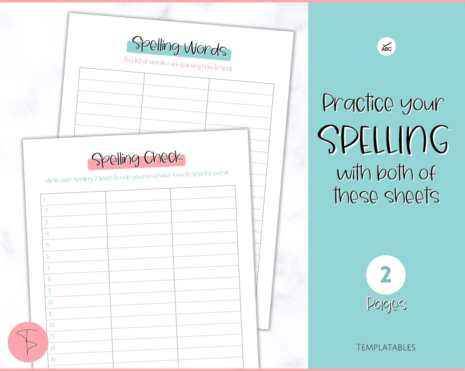 Spelling Practice Printable Spelling Words Sheets Sight Word - Etsy