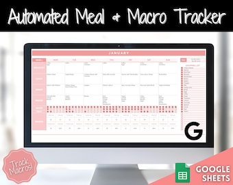 DIGITAL Meal Planner Spreadsheet, Weekly Meal Plan Template, Macros, Meal Prep, Meal Tracker, Monthly Food Diary, Printable, Grocery, Diet