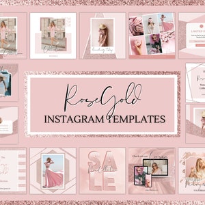 Rose Gold Instagram Post Templates, Rose Gold Instagram Frame Template, Blush Pink Notification Quotes, Engagement Booster, Canva, Coaching