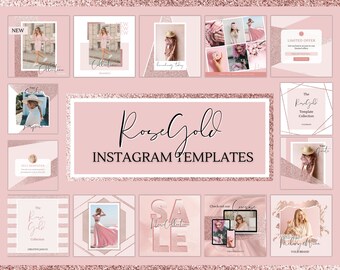 Rose Gold Instagram Post Templates, Rose Gold Instagram Frame Template, Blush Pink Notification Quotes, Engagement Booster, Canva, Coaching