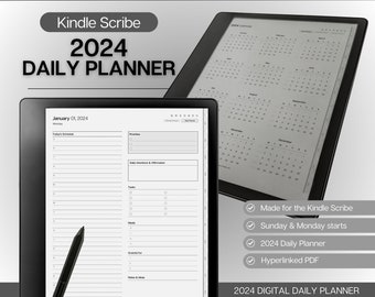 Ultimate 2024 Kindle Scribe DAILY Planner, Hyperlinked Digital Planner, Kindle Scribe Templates, Calendar, Kindle Scribe Planner, Minimalist