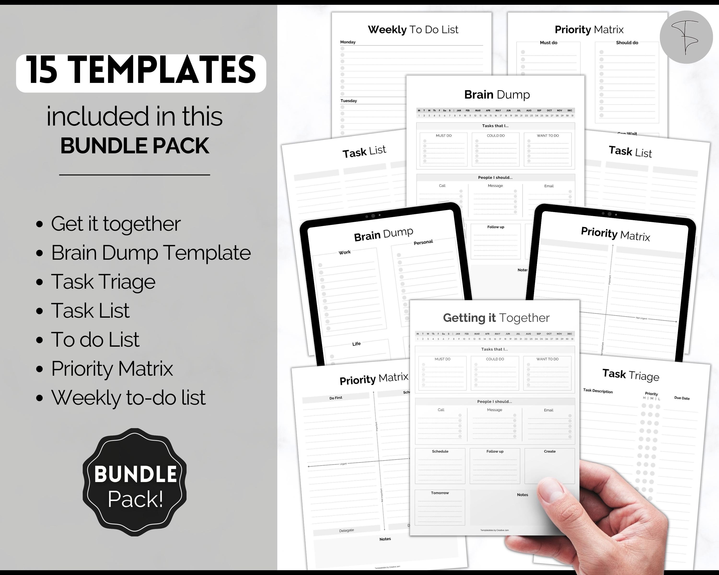 ADHD Brain Dump BUNDLE, to Do List Printable, Daily Planner Template ...