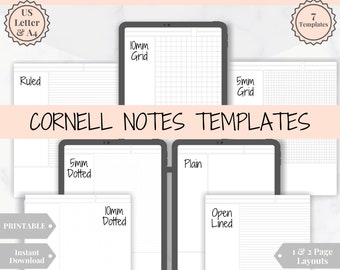 Cornell Notes Method Study & Academic Planner. College Planner Template Printable | Notability | Digital Paper Pack | Productivity Notepad