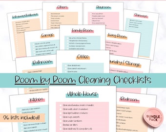 Room by Room Cleaning Cards, Printable Family & Kids Cleaning Checklist, Cleaning Schedule Planner, Cleaning Tracker template, adhd, zone