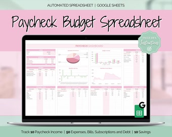 Paycheck Budget Spreadsheet, Budget By Paycheck Google Sheets, Biweekly, Zero based budget tracker, weekly, finance planner, budget template