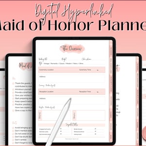 Digital Maid of Honor Planner, Matron of Honor Digital Planner, MOH Binder Book, Wedding Checklist, Bridal Shower, Bachelorette, GoodNotes