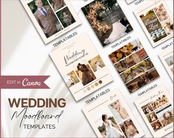 Wedding Mood Board Template, Editable Wedding Vision Board, Digital Vision board, Wedding Template, Wedding Binder, Checklist, Theme, Canva