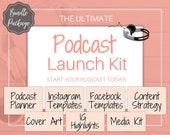 Editable Podcast Planner, Podcast Instagram Template, Social Media Facebook Media, Content Strategy, Cover Art, Logo! BUNDLE Launch Kit!