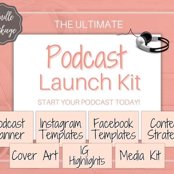 Ultimate PODCAST Launch Kit! BUNDLE - Podcast Planner, Instagram Template, Social Media Facebook Media, Content Strategy, Cover Art, Logo