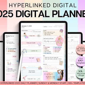 Bunter digitaler Planer, 2025 GoodNotes Planer, täglicher Wochenplan, Monatsplaner, Undatierter Lebensplaner, Notability Planer, iPad Planer